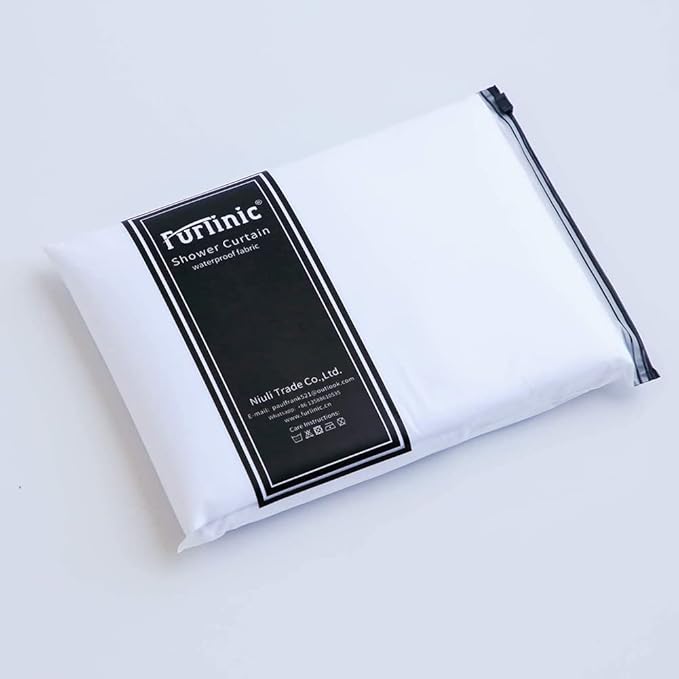 Furlinic Light Grey No Hook Small Stall Shower Curtain 48x78 Inch,Half Narrow Size Polyester Fabric Bathroom Curtains with 6 Plastic Split Grommets,Hotel Quality Waterproof Washable Bath Curtain