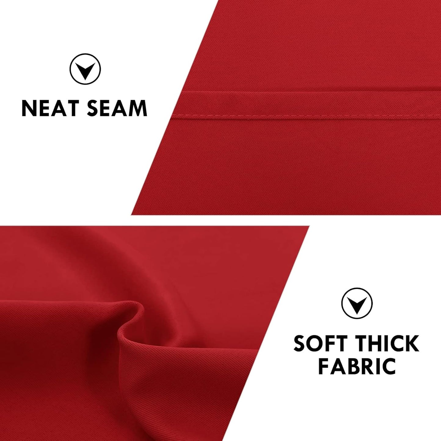 DWCN Christmas Blackout Curtains Thermal Insulated Energy Saving Bedroom and Kitchen Curtains Window Treatments, W 38 x L 45 Inch, Set of 2 Red Rod Pocket Drapes