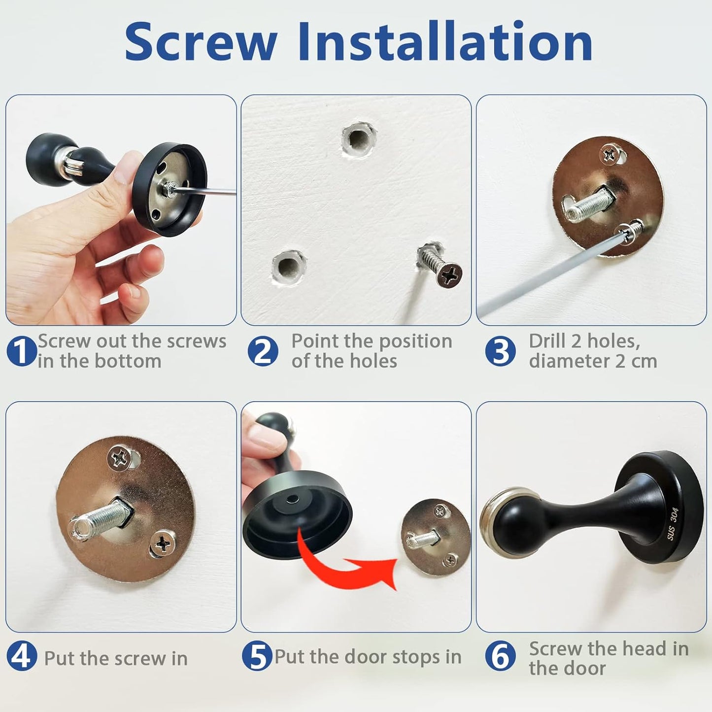 Magnetic Door Stop Stainless Steel,Door Stopper, Heavy Duty for Various Door Types, Keep Your Door Open, Wall Mount Door Holder/Catch