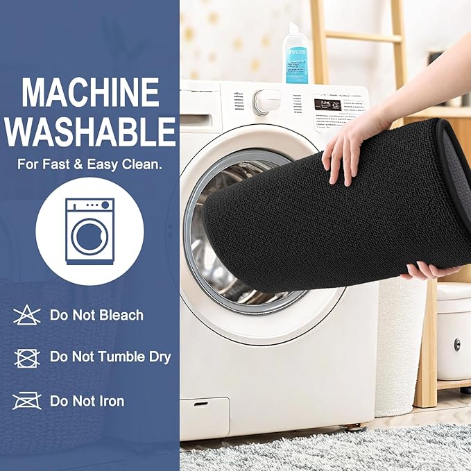 OLANLY Thick Memory Foam Bath Mat Rug 40x32, Extra Soft Absorbent Bathroom Rug, Quick Dry Bath Mats, Non-Slip, Machine Washable Carpet for Bathroom, Tub and Shower, Home Decor Accessories, Black