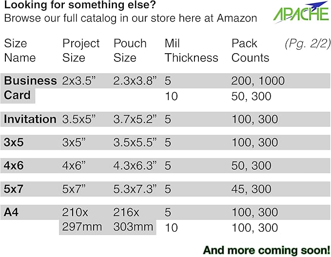 Apache 25 Pack Laminating Pouches 3 mil, Holds 8.5 x 11 Inch Letter Size (9 x 11.5 Inch Sheets), Office and School Supplies, Thermal Laminating Sheets, Super Clear, Round Corner