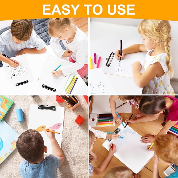 Dry Erase Wood Clipboard 30 Pack, Hardboard Clip Board 8.5x11 for Classroom, Students, Kid, Size 9" x 12.5", Double-Sided White Board, with Low Profile Clip, Office & School Supply