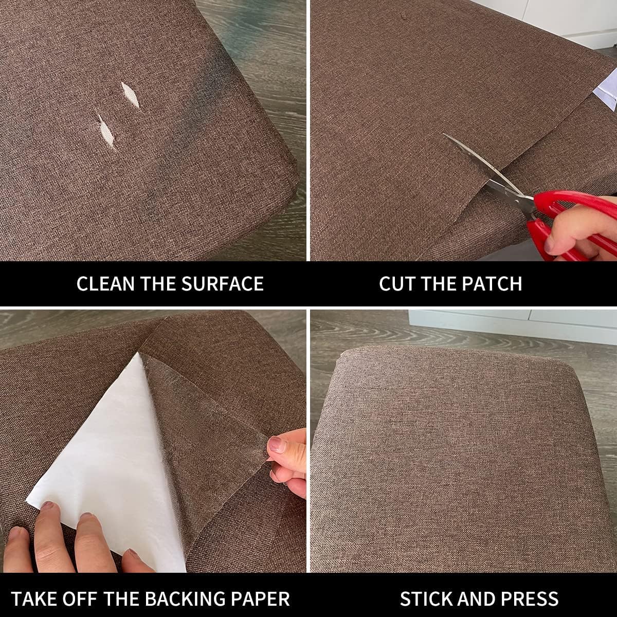Fabric Repair Patches, 17X79 Inch Linen Repair Tape Self-Adhesive Fabric Patches Durable, DIY Large Linen Tape for Sofa, Couches, Furniture, Chair, Clothing (17X79 Inch, Brown)