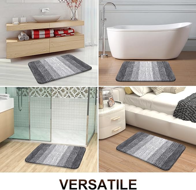 OLANLY Bathroom Runner Rugs 59x20, Extra Soft Absorbent Microfiber Bath Rugs, Rubber Backing, Quick Dry, Machine Washable Bath Mats for Bathroom Floor, Tub and Shower, Home Decor Accessories, Grey