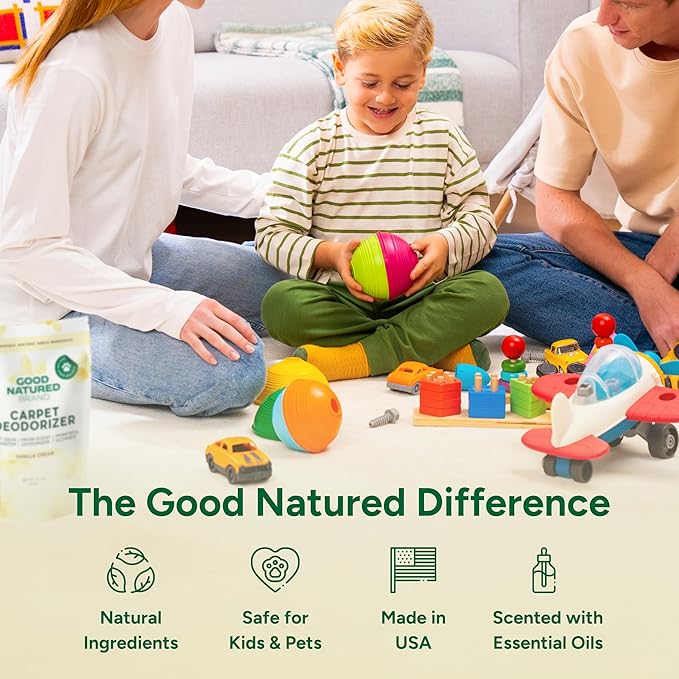 Good Natured Brand | Carpet Deodorizer & Freshener Powder | 31 oz Pet Odor Eliminator for Strong Odor & Pet Urine | Fresh Natural Vanilla Cream Scent | Safe for Homes with Pets