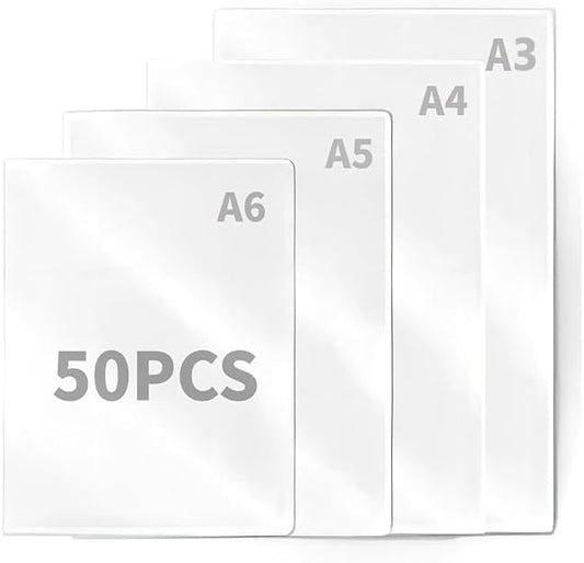 Thermal Laminating Pouches, 50pcs Laminating Sheets (5pcs A3+10pcs A4+ 15pcs A5+ 20pcs A6), 3 Mil Clear Thermal Laminating Pouches for laminator