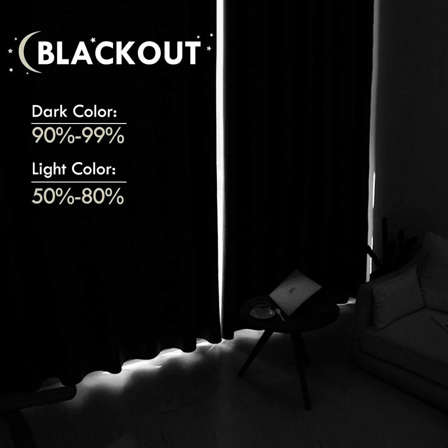 DWCN Blackout Curtains Room Darkening Thermal Insulated Bedroom Curtains Window Curtain Panels, 42 x 63 inches Long, Set of 2 Khaki Rod Pocket Drapes