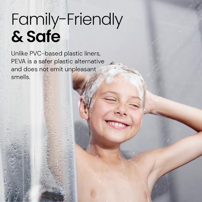 LiBa Bathroom Shower Curtain - Waterproof Plastic Shower Curtain Premium PEVA Non-Toxic with Rust Proof Grommets White 8G Heavy Duty Bathroom Accessories 72x84