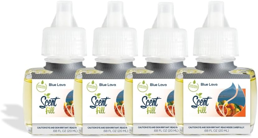 Scent Fill Blue Lava Plug in Air Freshener, 4 Scented Oil Refills