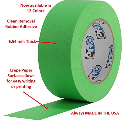 ProTapes Colored Crepe Paper Masking Tape, 60 yds Length x 2" Width, Black (Pack of 1)