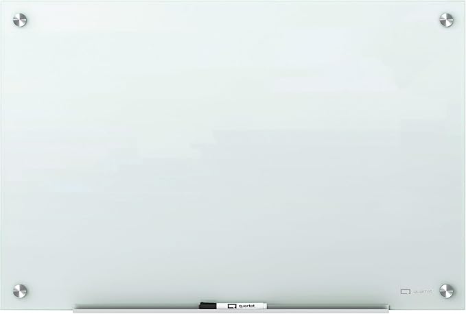 Quartet Magnetic Glass Dry Erase White Board, 36''W x 24''H Whiteboard, Infinity Frameless Mounting, White Surface (G3624W)