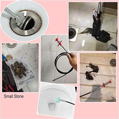 Drain Snake Drain Clog Remover Flexible Grabberable Pick Up Cleaning Tool Reacher Claw Stick, Drain Auger Grab Trash Hairs from Drain,Sink,Bathroom Tub Toilet Hose (118.1 Inch Drain Snake)