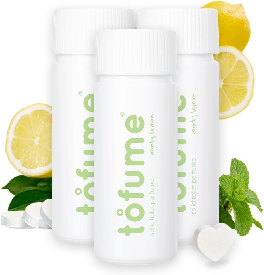 Effervescent Bathroom Air Freshener - Fresh Minty Lemon - Toilet Deodorizer, Bathroom Odor Eliminator, Toilet Freshener, Flushable Air Freshener Toilet Tablets, 90 Count (Pack of 3)