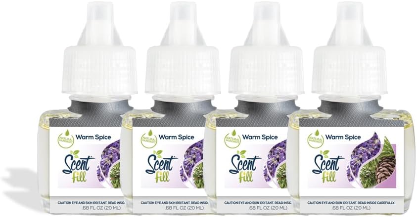 Scent Fill Warm Spice Plug in Air Freshener, 4 Scented Oil Refills