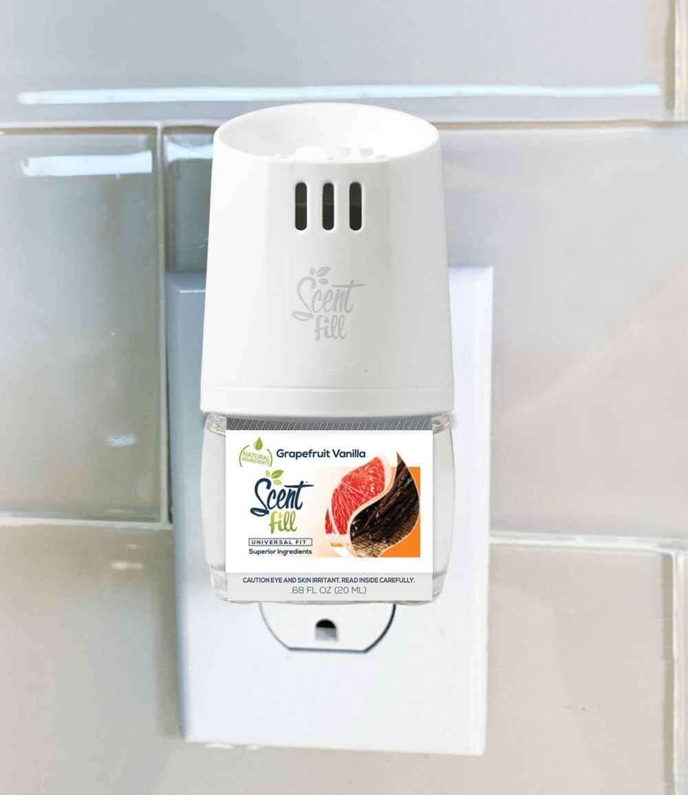Scent Fill Grapefruit Vanilla Plug in Air Freshener, 4 Scented Oil Refills