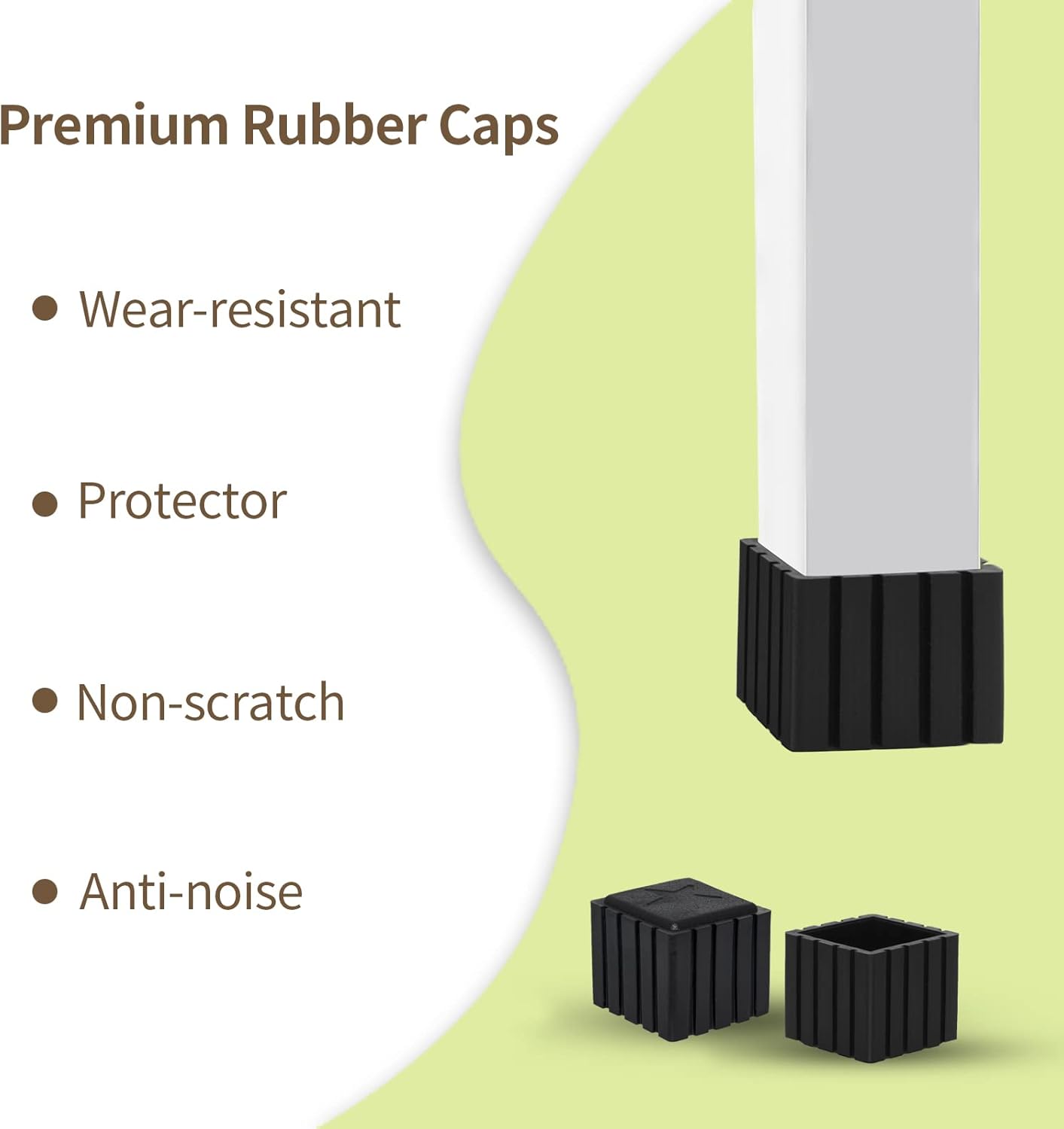 Flyshop Anti-Skid Non-Marking Synthetic Rubber Patio Chair Table Leg Caps Square Furniture Covers 20pcs, Black, 22 mm x 22 mm, 7/8" x 7/8"