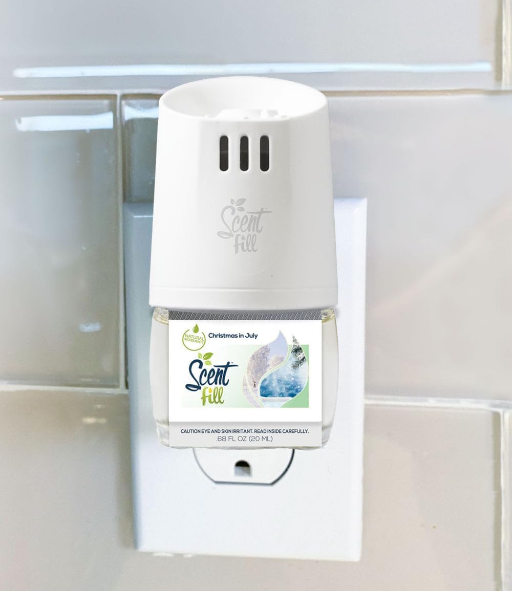 Scent Fill Christmas in July Plug in Air Freshener, Scented Oil Refills, 2 Refills + Diffuser