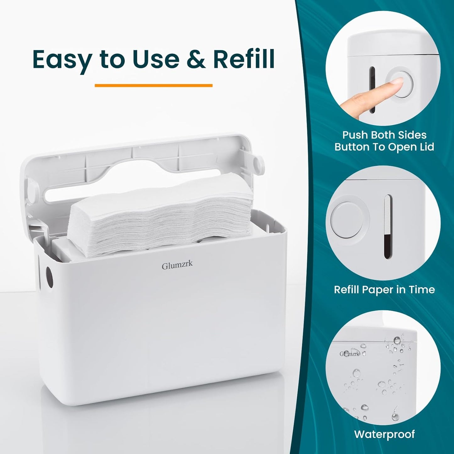 Countertop Paper Towel Dispenser Universal Fit for Multifold, Z-Fold Trifold Hand Towels, Commercial Napkin Dispenser for Bathroom Home Kitchen Toilet ABS Paper Towel Holder, White