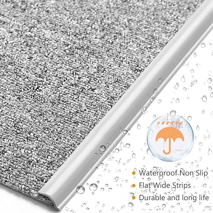 Self Adhesive Carpet Transition Strip with Edge Trim, Designed for Seamless Transitions from Carpet to Tile or Vinyl Floors, Perfect for Doorways.(Black,4ft)