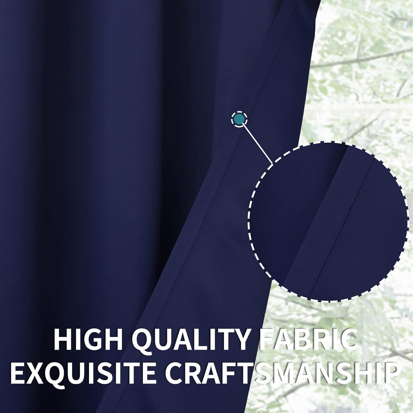 BGment Navy Blue Curtains 30 Inches Length for Kitchen Cafe Window - Small Half Window Drapes with Rod Pocket Blackout Blinds for Basement Rv Bathroom, 2 Panels, 34 x 30 Inch