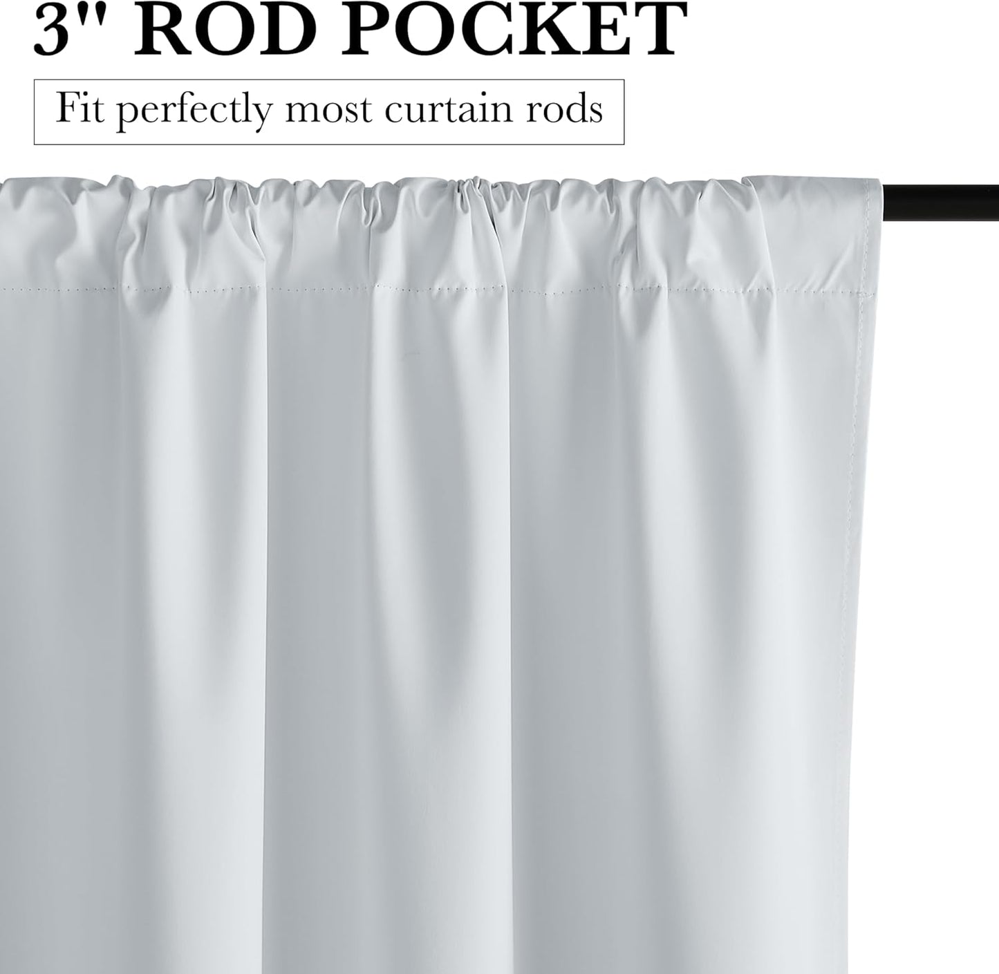 RYB HOME White Short Blackout for Small Window 45 inches Length, Thermal Insulated 100% Blackout Noise Reducing Window Shades for Bedroom Office, 42 inches Wide by 45 inches Long