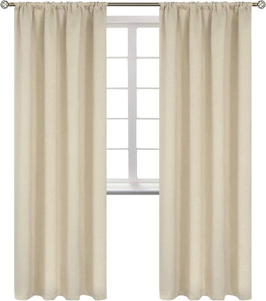 BGment Beige Room Darkening Curtains 84 Inches Length - Rod Pocket Thermal Insulated Blackout Curtain Drapes for Bedroom Living Room, 42 x 84 Inch, 2 Panels, Beige