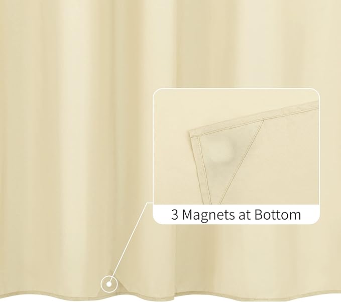 ALYVIA SPRING Extra Long Fabric Shower Curtain Liner Waterproof - 72" x 84", Soft & Lightweight XL Shower Curtain with 3 Magnets, Machine Washable - 72x84, Cream