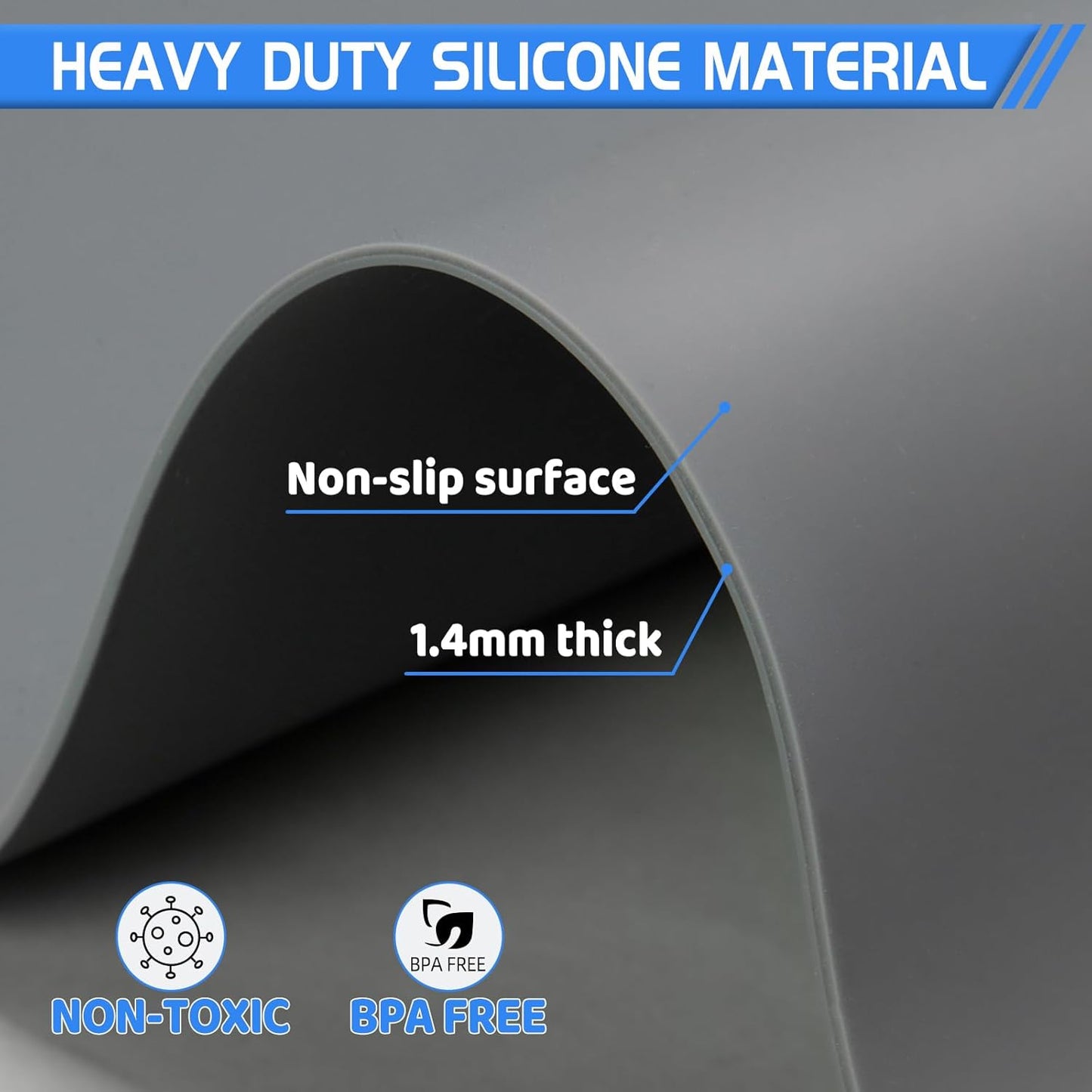 Warome Silicone Mats for Kitchen Counter, 36"X 23.6" Heat Resistant Mats for Countertop, Extra Large Silicone Countertop Protector Mat, Nonstick Counter Mat For Baking/Pastry/Crafts-Gray