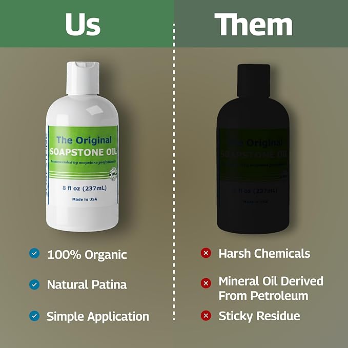 The Original Soapstone Oil | All Natural Food-Safe Blend (NO Mineral Oil) for Soapstone Countertops – Enhances & Darkens Stone, Low-Maintenance Easy to Apply (4oz)
