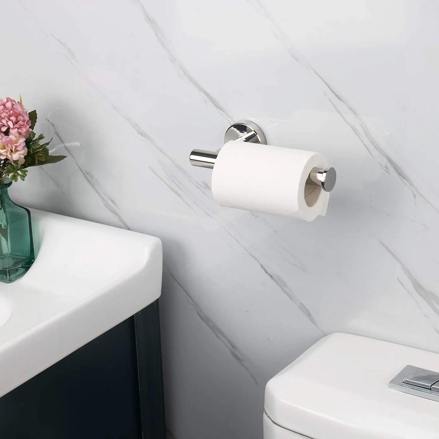NearMoon Bathroom Toilet Paper Holder, Premium SUS304 Stainless Steel Rustproof Wall Mounted Toilet Roll Holder for Bathroom, Kitchen (3 Pack, Chrome Finish)