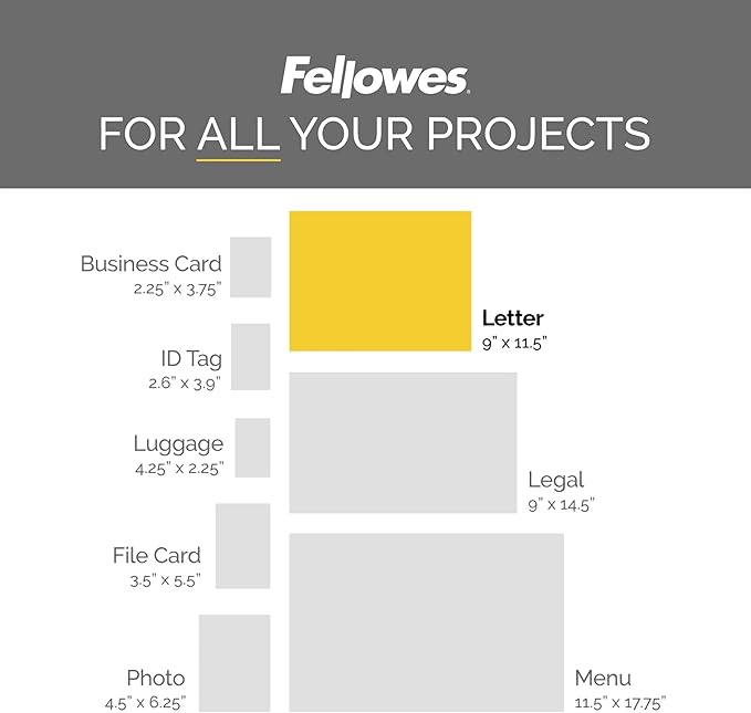 Fellowes Thermal Laminating Pouches, ImageLast, Jam Free, Letter Size, 5 Mil, 50 Pack (5204002)