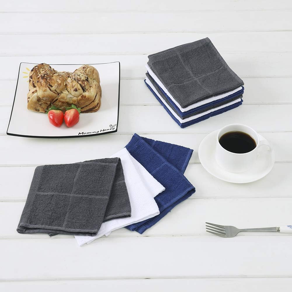 Glynniss Dishcloths Kitchen Highly Absorbent Dish Rags 100% Cotton Dish Cloths for Washing Dishes (red White)