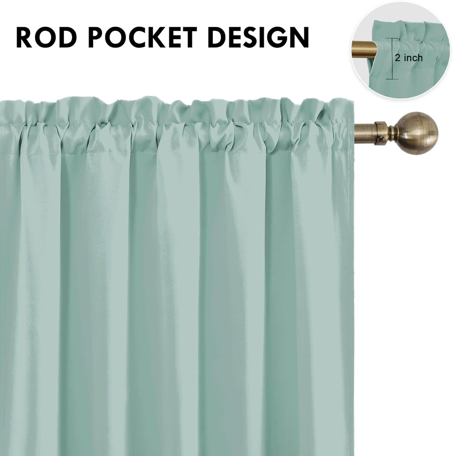 DWCN Blackout Curtains for Living Room Thermal Insulated, Energy Saving & Noise Reducing Bedroom Curtains, Sage Green, W 60x L 84 Inch, Set of 2 Rod Pocket Curtain Panels