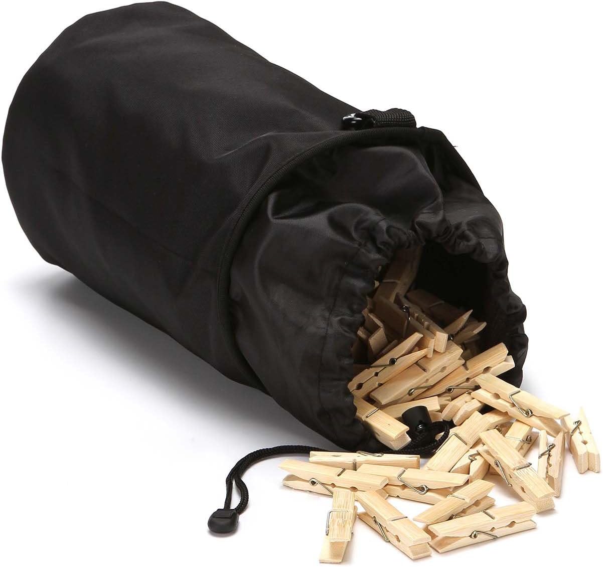 Clothespin Bag Hanging Clothesline Peg Organizer Storage Bags,Dust-proof (black)