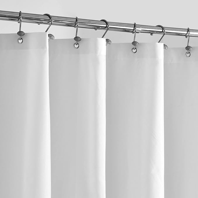 ALYVIA SPRING Extra Long Fabric Shower Curtain Liner Waterproof - 72" x 84", Soft & Lightweight XL Shower Curtain with Magnets, Machine Washable - 72x84, White