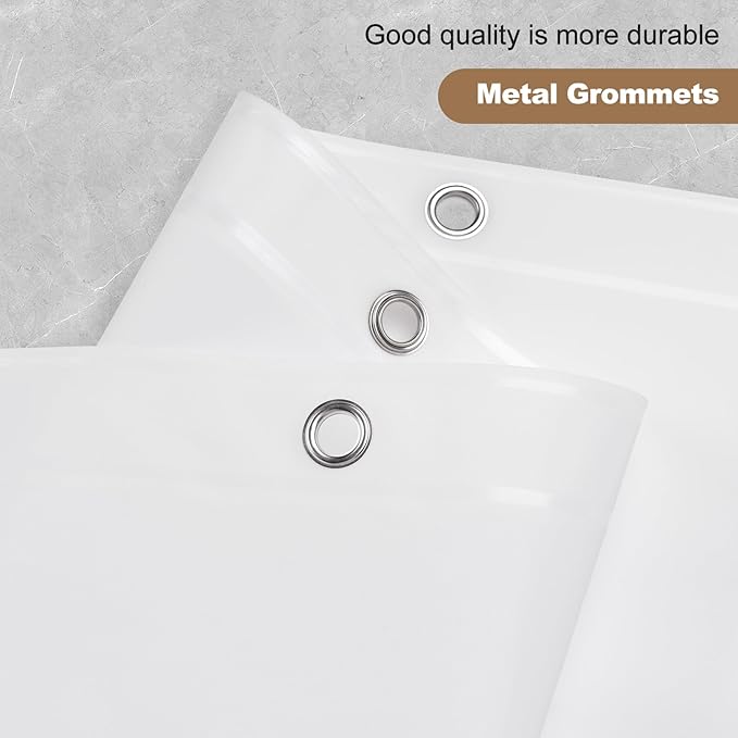 UFRIDAY White Shower Stall Curtain Liner Premium PEVA 36 x72 inch,Heavy Duty Shower Curtain with 2 Weighted Magnets, Small Size Waterproof Bath Curtains with 6 Hooks
