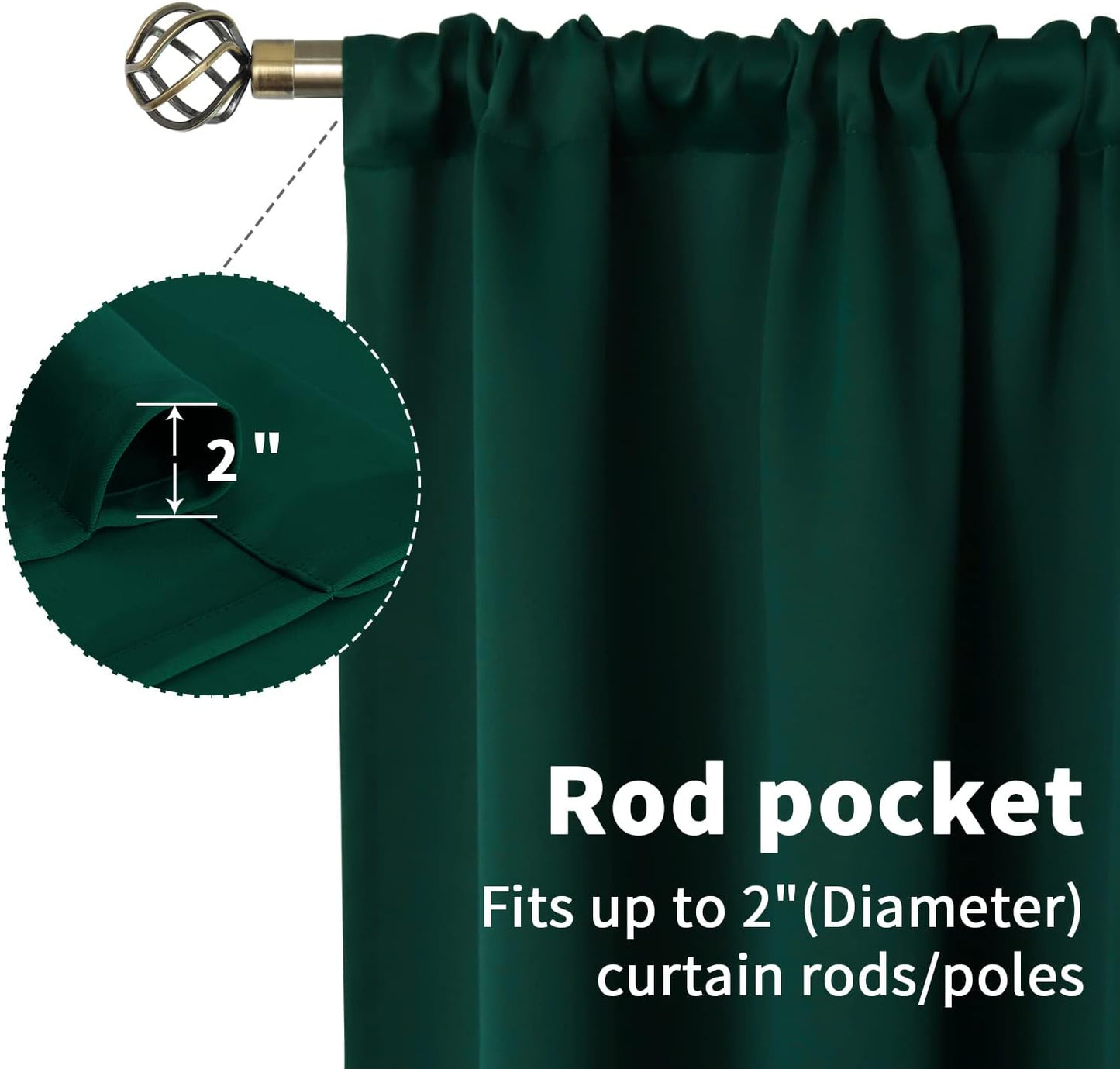 BGment Emerald Green Blackout Curtains 84 Inches Length for Living Room - Thermal Insulated Room Darkening Window Drapes with Rod Pocket Christmas Decor for Bedroom, 52 x 84 Inch, 2 Panels