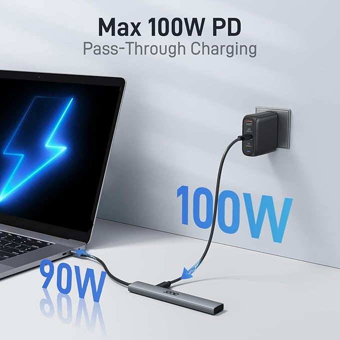 Acer 5 in 1 USB C Hub with 4K HDMI, 100W Power Delivery, 3 USB A Data Ports, USB C to HDMI Multiport Adapter for Laptop, PC, Tablet, MacBook Air, iPad Air, iMac, iPhone 15/16 Pro/Pro Max (2 Pack)