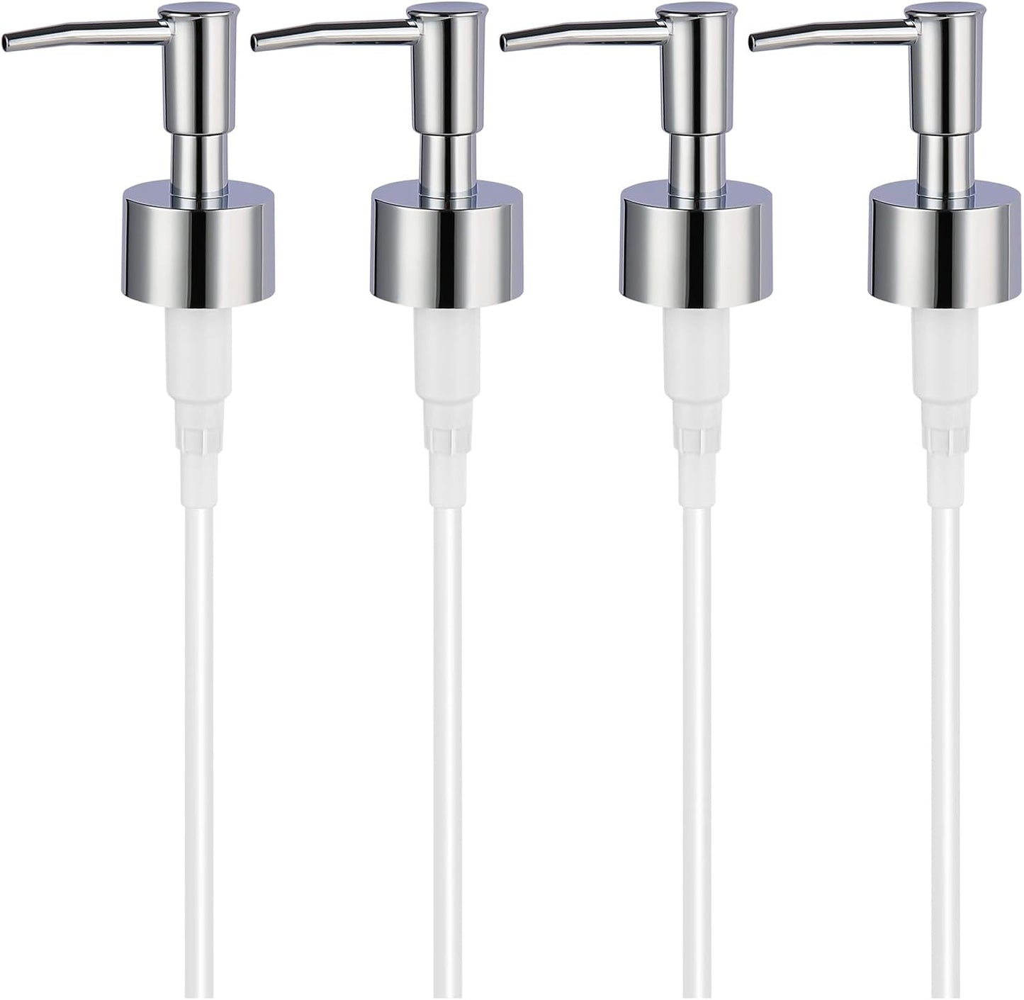 4Pcs Soap Dispenser Pump Replacement(Standard Diameter 28/400 Neck Size,1.1inch),Lotion Dispenser Pumps for Regular Mouth Plastic Shampoo Bottle (Silver)