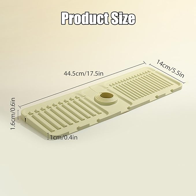 Faucet Mat for Kitchen Sink - 2024 Premium Upgrade: Enhanced Silicone Splash Guard with Rapid Drying & Dish Soap Sponge Holder, Perfect for Stone Sinks in Kitchen & Bathroom (Beige, 3 Pack)