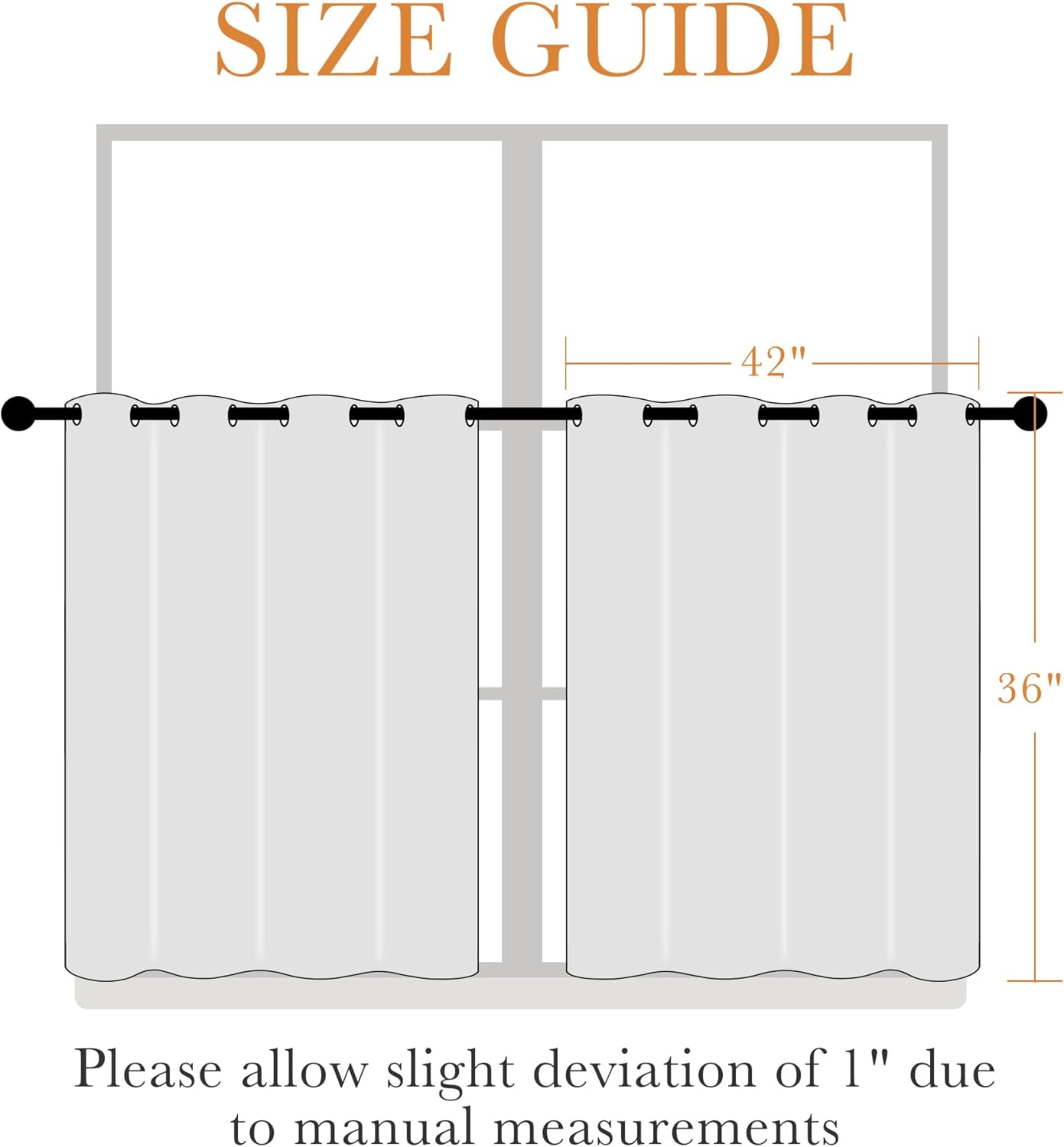 PONY DANCE Black Short Blackout Curtains for Bedroom, Small Windows Shades Thermal Insulated Privacy Drapes for Classroom Bathroom Laundry RV, Wide 42 x Long 36 inch, 2 Panels