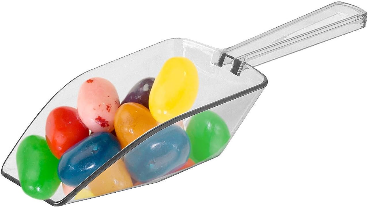 Clear Plastic Acrylic Scoops 12 Pcs | 6.5” Medium Kitchen Scoop | Wedding Desserts | Candy Buffet, Ice Cream, Protein Powders, Coffee, Tea, Flour (12 Pack, 6.5")