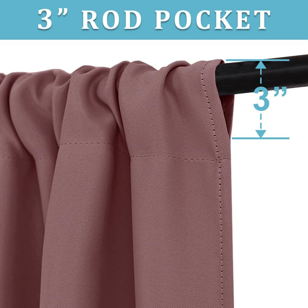 RYB HOME Blackout Curtains for Bedroom - Thermal Insulating Privacy Window Curtains for Kids Nursey Dining Bathroom Home Office Decor, Width 42 x Length 45 inches, Dusty Rose, 2 Panels