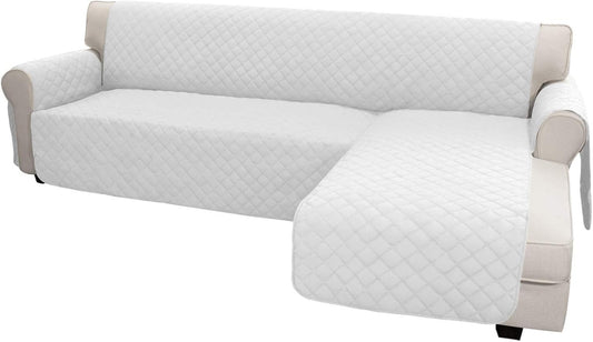 Easy-Going Sofa Slipcover L Shape Sofa Cover Sectional Couch Cover Furniture Protector Mat for Pets Dog Cat (Small, White/White)