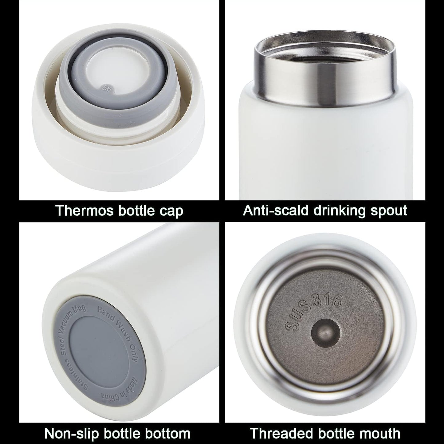 Mini Thermos Cute Water Bottle - 7 oz Tiny Insulated Vacuum 18/10 Stainless Steel Small Flask - Leak Proof & Spill Proof & Keeps Cold and Hot for Drink, Coffee, Tea - Orange