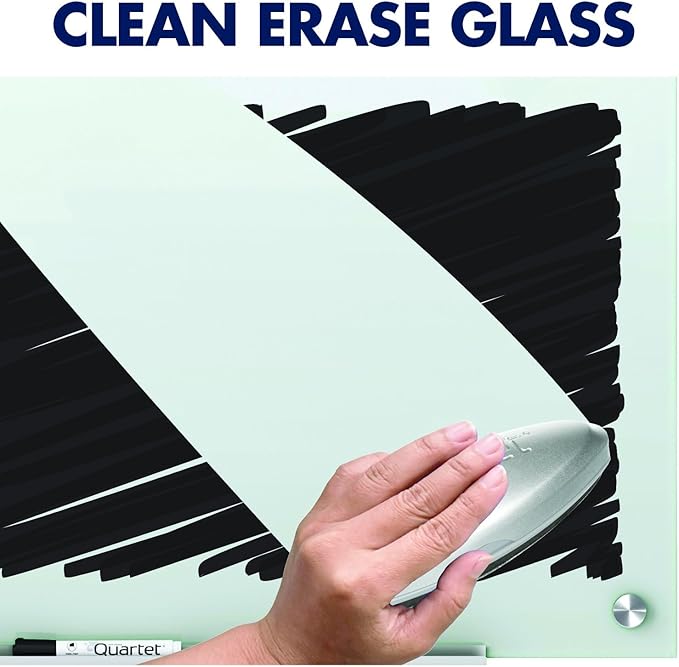 Quartet Whiteboard, Glass Dry Erase Board, Magnetic, 8' x 4', Infinity Frameless Mounting, White Surface, Accessory Tray, 1 Dry Erase Marker and 2 Glass Board Magnets (G9648W-A)