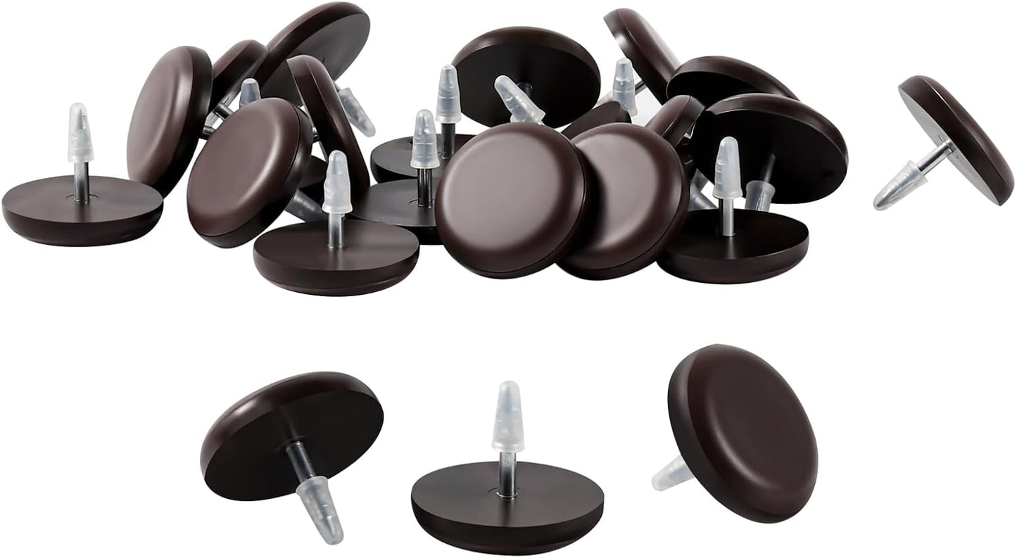 Furniture Glides Sliders-Furnigear PTFE (Teflon) Chair Leg Movers Sliders for Carpet and Hardwood Surface - Move Your Furniture Easily & Safely - Best Floor Protector (1-1/4", Brown-24pack)