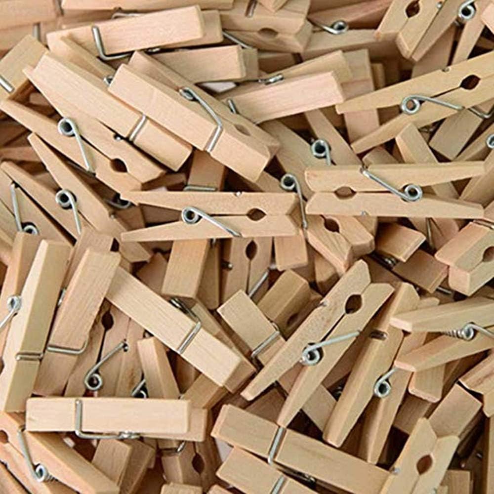 50pcs Small Wood Clothes Pins Pegs Strong Hangers Picture Display Art Craft Clip Clamps Party Wedding Office Decor Wire Clothesline