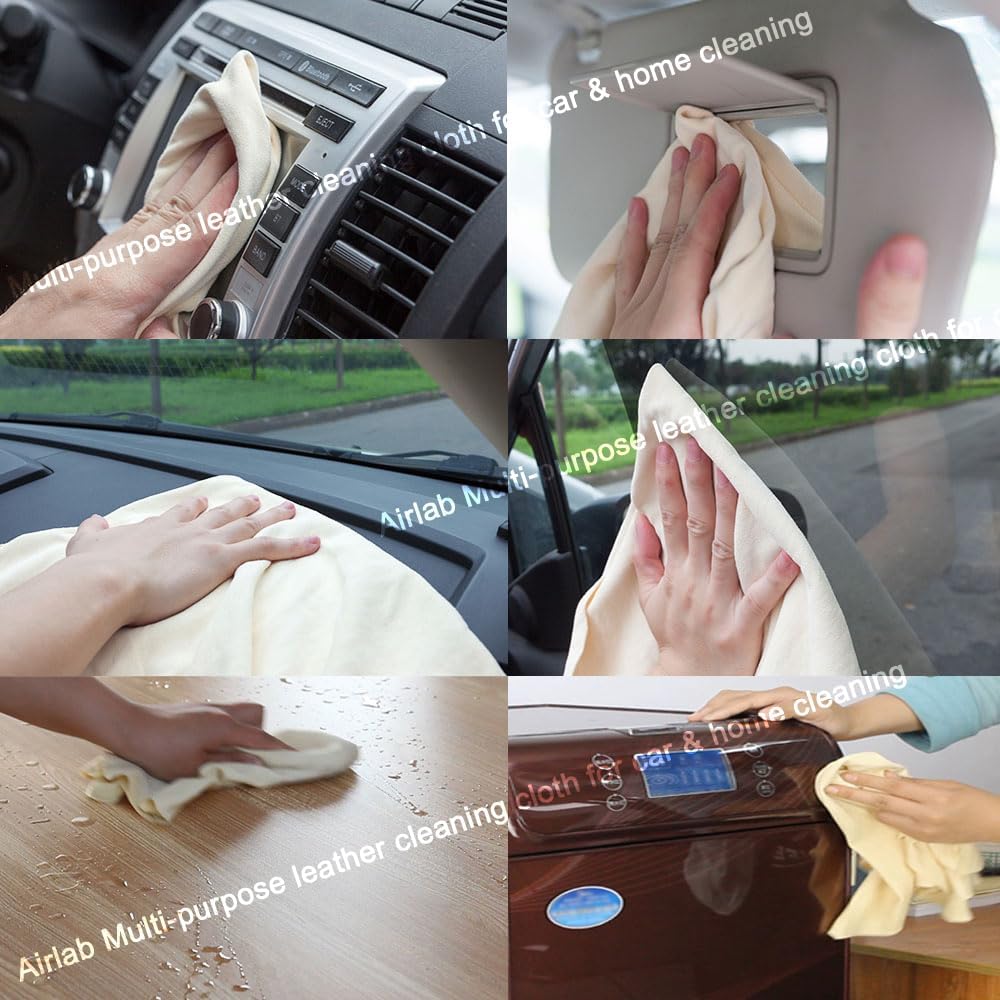 Chamois Cloth for Car - 35'' x 23.6'' (5.7 sq ft) - Extra Large Drying Natural Shammy Towel Real Leather Washing Cloth Cleaning Car Wipes