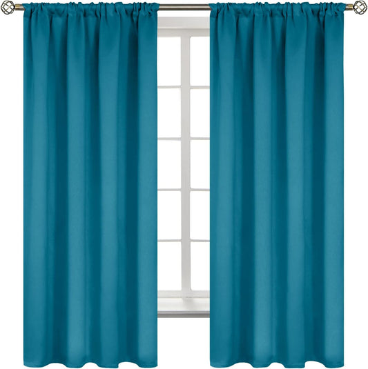 BGment Peacockblue Blackout Curtains for Bedroom 63 Inch Length 2 Panels - Thermal Insulated Window Drapes with Rod Pocket Room Darkening for Living Room, 42 x 63 Inch